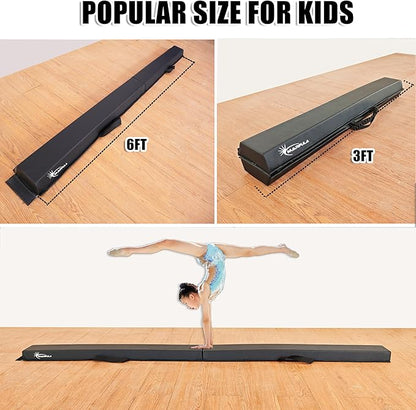MARFULA 6 FT / 8 FT / 9 FT / 10 FT Folding Gymnastic Balance Beam for Kids with Carry Bag for Home and Club Use