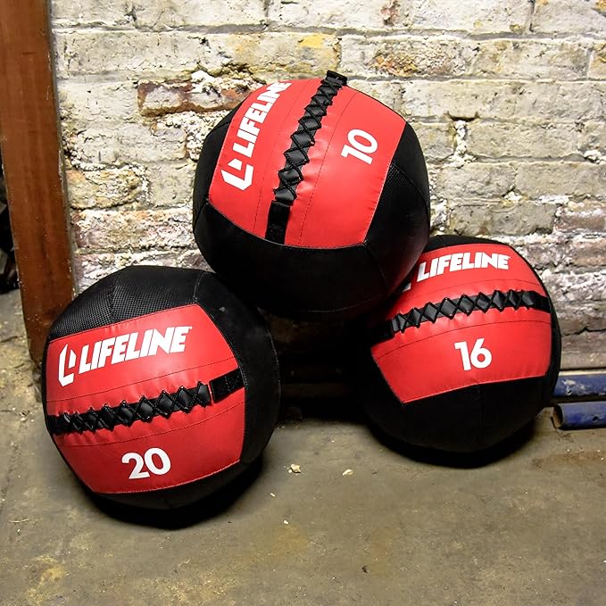 Lifeline Wall Ball Weighted Medicine Ball Core Strength with Sewn Exterior - Coordination, Stability, Cardio, Plyometrics, Crossfit