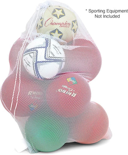Champion Sports Mesh Equipment Bag – Heavy-Duty Nylon Drawstring Bag with Lock & ID Tag, Breathable Storage Sack for Balls, Swim Gear, Laundry & Toys, Multiple Sizes & Colors