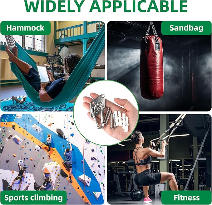 Wall Mount for Resistance Bands & Heavy Duty Hammock Hanging Kit - Workout Wall Anchor with Hook for Home Gym, Ceiling Swing, Yoga Straps and Suspension Training