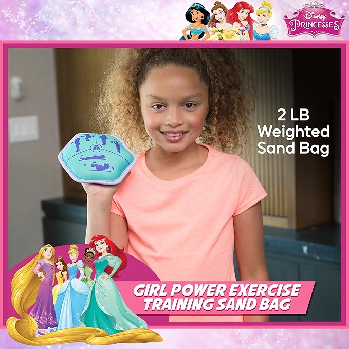 Disney Princess 2-Pound Sandbag Kettlebell Weight for Kids, Exercise Fitness Conditioning and Training, Teal, 2 Lb