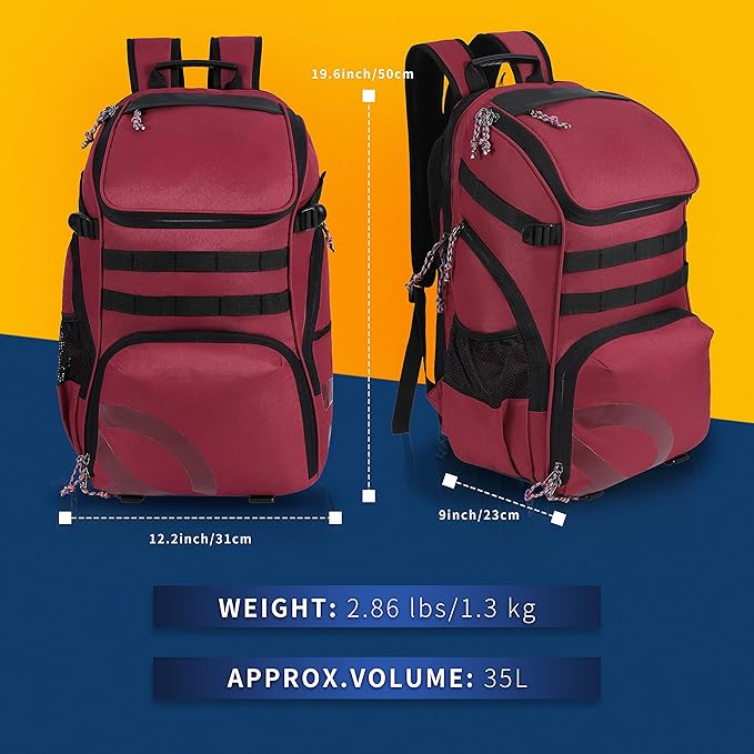 TRAILKICKER Basketball Bag Backpack with Ball Holder Multi-Sport Backpack for Soccer Volleyball Football Baseball Helmet