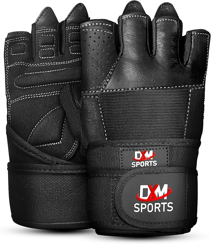DXM SPORTS Weight Lifting Gym Workout Gloves with Wrist Wrap Support for Men & Women, Full Palm Protection Exercise Gloves for Weightlifting, Training, Fitness, Hanging, Pull ups