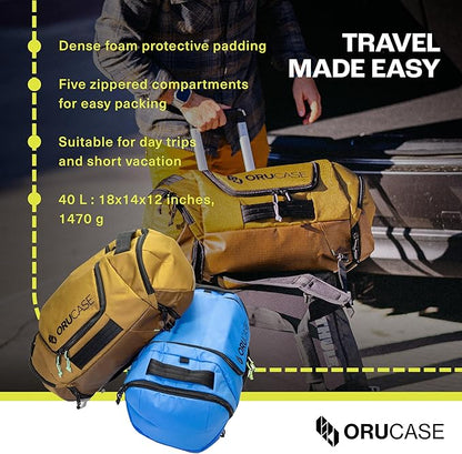 Orucase Janus Duffel 40L – Convertible Duffel Backpack for Cyclists | Removable Storage Pods, Ventilated Gear Pockets, Recycled Water-Resistant Materials, Smart Organization, Travel Bag - Black