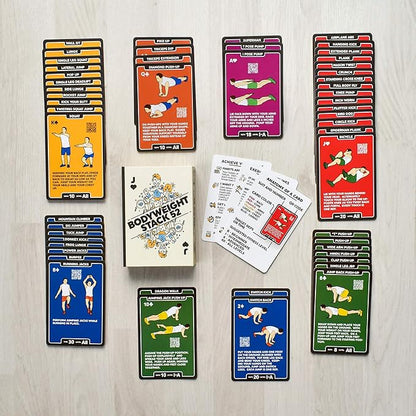 Stack 52 Bodyweight Exercise Cards: Workout Playing Card Game. Designed by a Military Fitness Expert. Video Instructions Included. No Equipment Needed. Burn Fat Build Muscle.