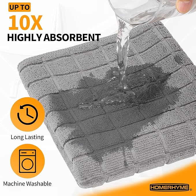 HOMERHYME Hand Towels, 12 Pack 25''*15'' Gym Towels, Grey Quick Dry Lint Free Soft Absorbent Bulk Checkered Fingertip Washcloths Bath Towels for Bathroom Kitchen Salon Workout Shower