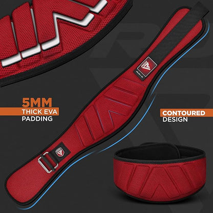 RDX Weight Lifting Belt, Curved Padded Back Lumbar Support, Fitness, Core Exercise Workout Bodybuilding Powerlifting Deadlifts Squats, Ladies Gents Men Women Home Gym Equipment