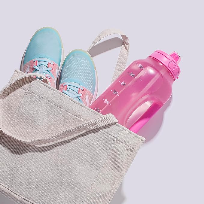 Ello Hydra 64oz Half Gallon Water Jug with Handle and Motivational Time Markers for All Day Hydration, Plastic Reusable Water Bottle with Straw and Locking, Leak Proof Lid, BPA Free