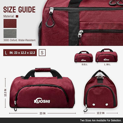 56L Gym Bag Sports Duffle Bag with Shoe Compartment & Wet Pocket, Carry-on Luggage Bag with Quick-Access Pouch, Weekender Overnight Travel Bag for Men & Women