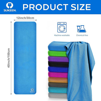 Sukeen Cooling Towels(40"x12") for Neck & Head, Soft Breathable Chilly Towel for Yoga, Golf, Gym, Camping, Running, Workout & More Activities