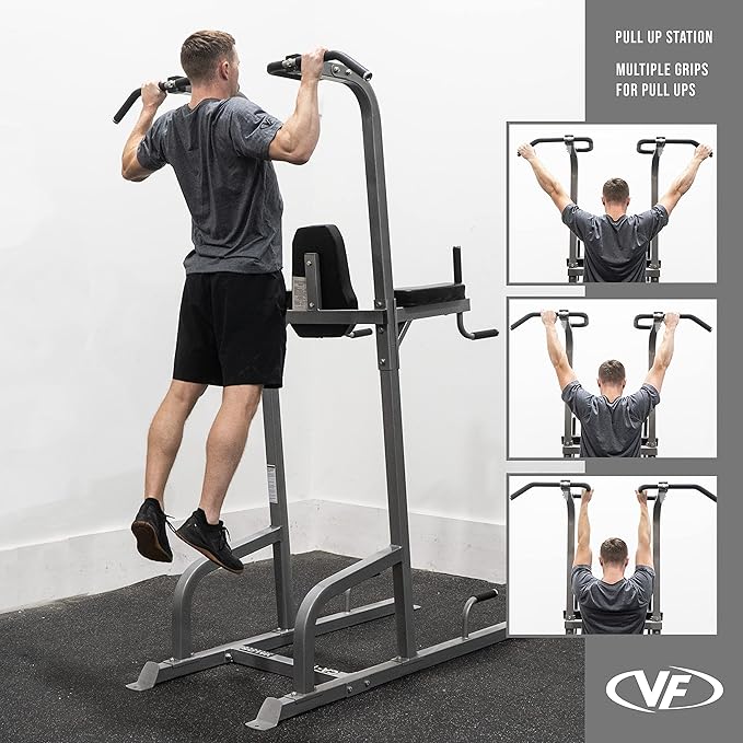 Valor Fitness Power Tower Dip Station - Functional Workout - Pull Ups Chin Ups Knee Raises Leg Raises Dips Machine Push Ups - Home Gym Strength Training Equipment