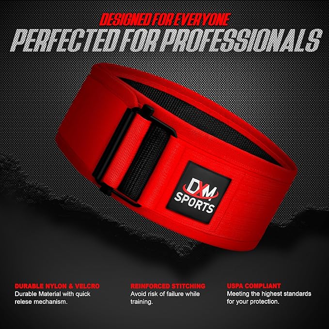 DXM SPORTS Self-Locking Weight Lifting Belt - Men Women Gym Fitness Strength Training, Bodybuilding Powerlifting Weightlifting Workout, Deadlift Squat, Pro Exercise Belt