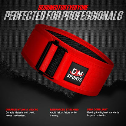 DXM SPORTS Self-Locking Weight Lifting Belt - Men Women Gym Fitness Strength Training, Bodybuilding Powerlifting Weightlifting Workout, Deadlift Squat, Pro Exercise Belt