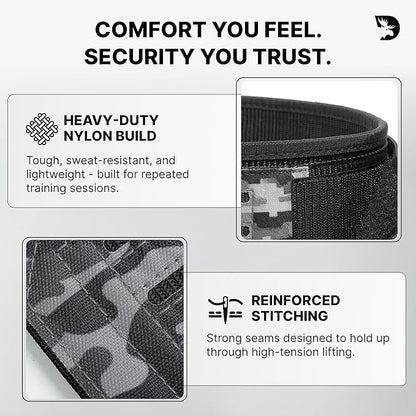 DMoose Weight Lifting Belt - Auto Locking Gym Belt for Olympic Training, WOD, Cross Training for Men and Women - 4" Nylon Workout belt with Adjustable Buckle - Provides Lumbar Support and Stability