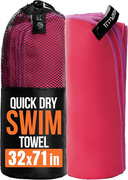 illusion Extra Large Microfibre Swimming Towel (71''L x 32''W)–Compact, Lightweight & Quick Dry Towel-Perfect for Travel, Gym, and Swim Towels Ideal for Post-Workout Showers & After Swimming