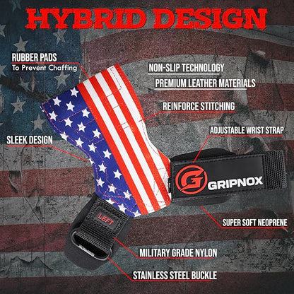 Premium Weight Lifting Grips & Straps for Deadlifts & Powerlifting – Anti-Slip Leather and Rubber Grip with Padded Wrist Wrap Support –