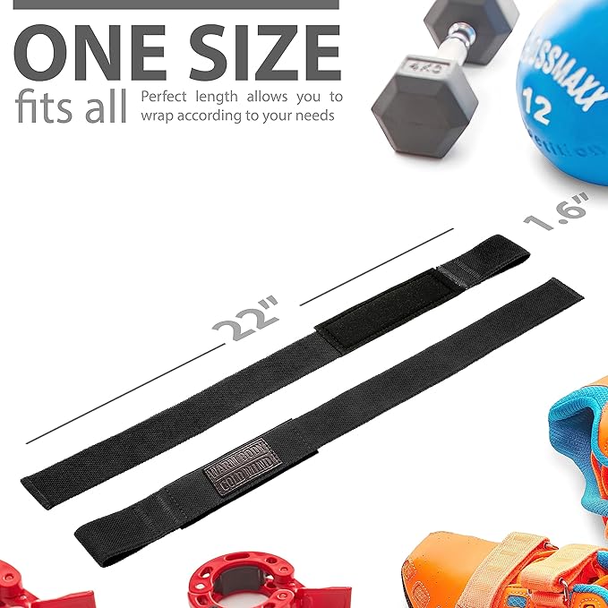 WARM BODY COLD MIND Lasso Lifting Wrist Straps for Cross Training - Rated at 770 lb - Hand Wraps for Olympic Weightlifting, Powerlifting, Weight Lifting, Bodybuilding Strength Deadlift Gym Bar, Cotton