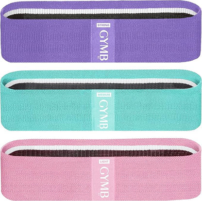 Gymbee Premium Resistance Bands for Working Out - Exercise Bands to Workout Glutes, Thighs & Legs - No Slip Cloth Booty Bands for Gym & Home Fitness, Yoga, Strength & Pilates for Men/Women - 3 Levels