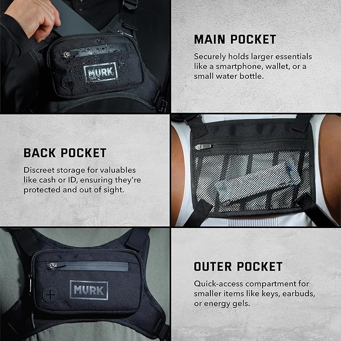 MVRK Water Resistant Running Vest Chest Pack, Phone Holder for Running, Lightweight Training Pack with Reflective Detail