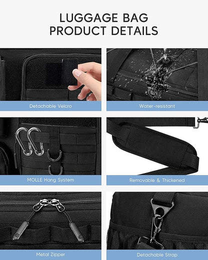 Tactical Gym Bag for Men Women, Carry On Luggage 22x14x9 Airline Approved 3 in 1 Travel Duffle Bag with Shoe Compartment for Weekender Overnight Range Workout