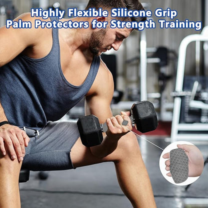 Silicone Gym Grips for Weight Lifting,Workout Gloves for Women Men Alternative,Anti Slip Gym Workout Grip,Rubber Gym Hand Grips-Weightlifting Grips Pad for Barbell,Pull Up,Ryptfit,Training
