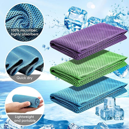 Redbaker 90 Pack Cooling Towels Bulk for Neck and Face 40" x 12" Ice Cool Towel Multicolored Microfiber Sweat Rag for Gym Workout Running Yoga Fitness Travel Outdoor Sports(Bright Color)