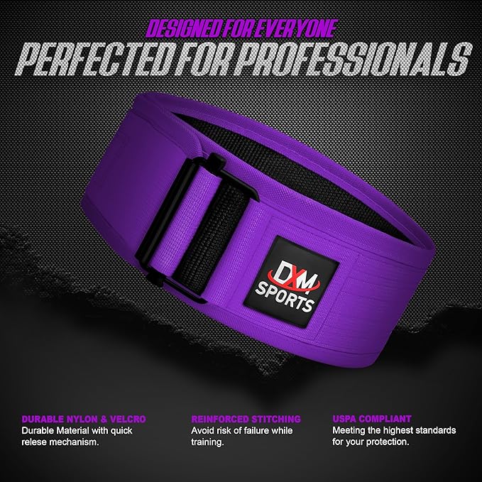 DXM SPORTS Self-Locking Weight Lifting Belt - Men Women Gym Fitness Strength Training, Bodybuilding Powerlifting Weightlifting Workout, Deadlift Squat, Pro Exercise Belt