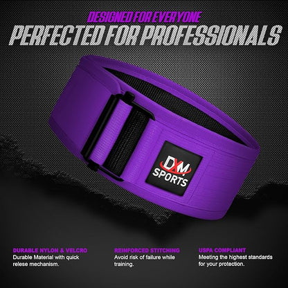 DXM SPORTS Self-Locking Weight Lifting Belt - Men Women Gym Fitness Strength Training, Bodybuilding Powerlifting Weightlifting Workout, Deadlift Squat, Pro Exercise Belt