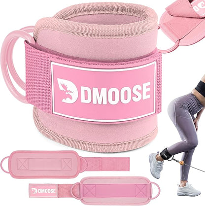 DMoose Fitness Ankle Strap for Cable Machine - One Size Fit with Premium Padding Cuffs, Ankle Bands for Working Out, Booty Workouts, Leg Extension, Hip Abductors, Kickbacks & Lower Body Exercises