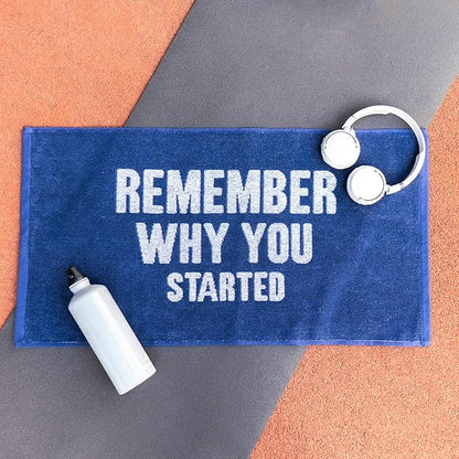 Luzia Workout Towels with Motivational Quotes for Sweat (Pack of 4) - mot-to Lightweight and Super Absorbent for Exercise, Sports, Workout, Fitness, Gym, Yoga, Running and Travel (Blue)