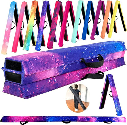 MARFULA 6 FT / 8 FT / 9 FT Folding Gymnastics Beam Foam Balance Floor Beam - Extra Firm - Suede Cover - Anti Slip Bottom with Carry Bag for Kids/Adults Home Use