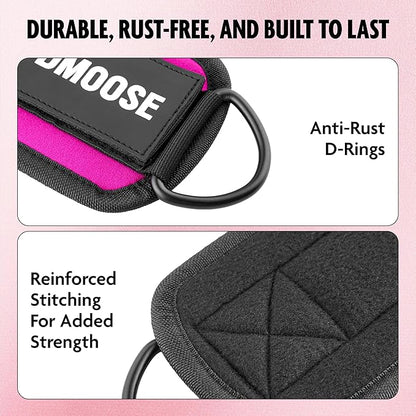 DMoose Fitness Ankle Strap for Cable Machine - One Size Fit with Premium Padding Cuffs, Ankle Bands for Working Out, Booty Workouts, Leg Extension, Hip Abductors, Kickbacks & Lower Body Exercises
