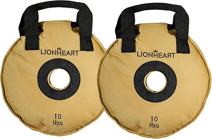 Lionheart Sand Bag Weight Plates Set | Sandbags for Working Out | Home Gym Bumper Plates | Travel-Friendly Sandbag for Fitness & Weight Training | Unfilled 10, 15, 25, 35, 45 lb Plates (Set of 2)