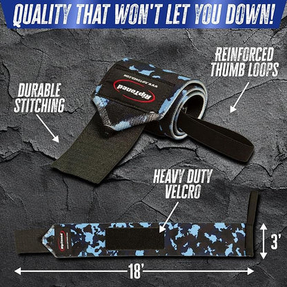 Rip Toned Wrist Wraps for Weightlifting – USPA & USAPL Approved 18" Wrist Straps for Powerlifting – Adjustable, Durable Gym Wraps with Thumb Loop – Maximum Support for Men & Women
