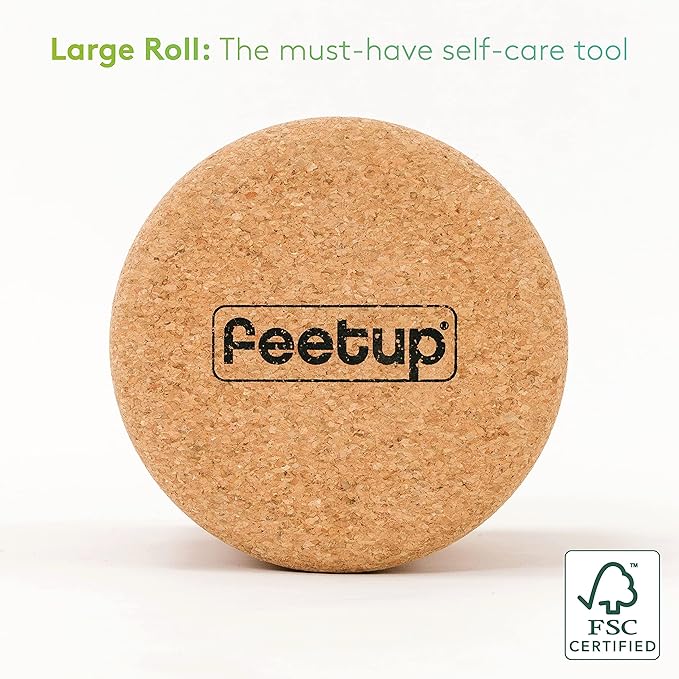FeetUp - Cork Back Roller, Eco-Friendly No Foam, Massage Roller for Neck, Back & Legs, Deep-Tissue Massage, Tension Release, Trigger Points, Muscle Knots & Yoga Therapy (Extra Large)