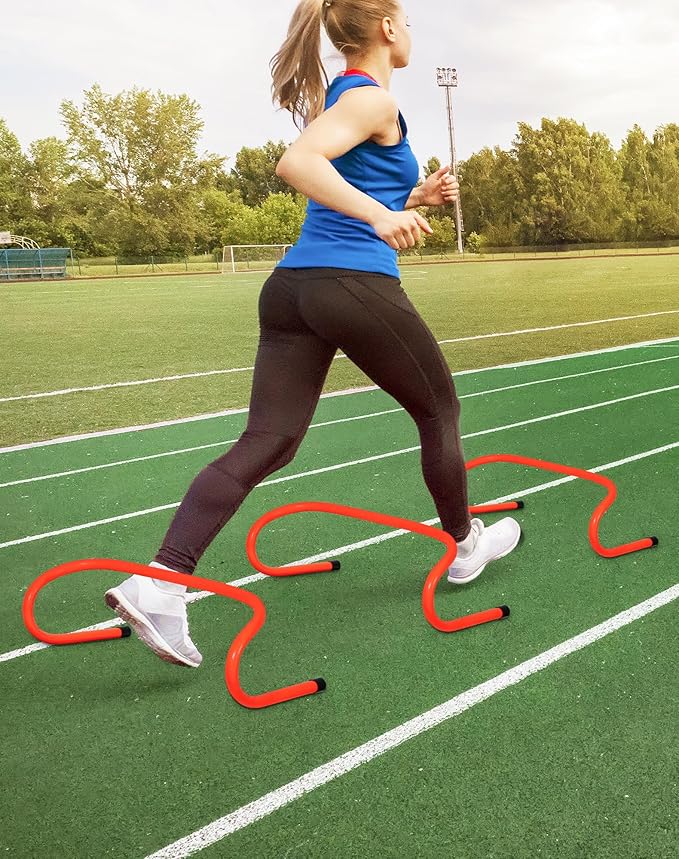Lineslife Adjustable Agility Hurdles,4 Height Speed Training Hurdles, Portable Speed Training Equipment with Carry Bag for for Athletes,Kids,Soccer,Basketball