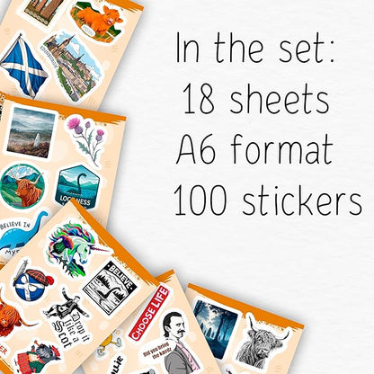 100Pcs Scotland Stickers for Luggage, for Water Bottle, Scottish Stickers - Scotland Party Supplies - Scottish Gifts - Gift for Women & Men