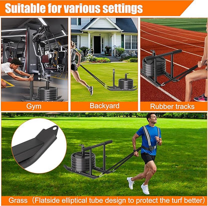 Weight Sled for Training - Heavy Duty Football Sled for Lineman, Sled Pull Workouts, Speed & Strength Training, Football Blocking Sled, Running Sled for Athletes, Weighted Sled for Outdoor & Indoor Workouts