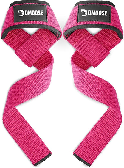 DMoose Fitness Lifting Straps 24" (Pair) - 5mm Padded Durable Wrist Straps for Weightlifting & Powerlifting - Cotton Lifting Strap with Silicone Grip for Men & Women - Deadlift Strap for Gym Workout