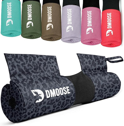 DMoose Fitness Barbell Pad for Hip Thrust, Squat & Lunges - Non-Slip Thick Foam Cushion for Neck and Back Support with Two Straps - Hip Thrust Pad for Leg Day - Fits All Olympic Bars and Smith Machine
