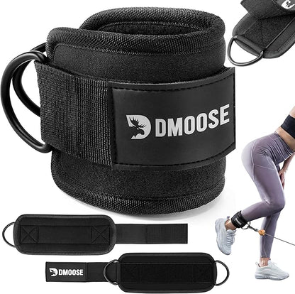 DMoose Fitness Ankle Strap for Cable Machine - One Size Fit with Premium Padding Cuffs, Ankle Bands for Working Out, Booty Workouts, Leg Extension, Hip Abductors, Kickbacks & Lower Body Exercises