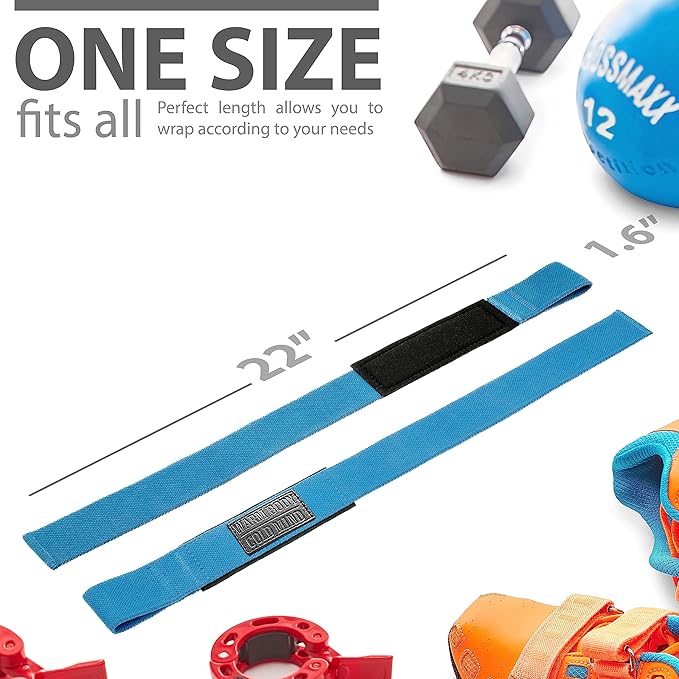 WARM BODY COLD MIND Lasso Lifting Wrist Straps for Cross Training - Rated at 770 lb - Hand Wraps for Olympic Weightlifting, Powerlifting, Weight Lifting, Bodybuilding Strength Deadlift Gym Bar, Cotton