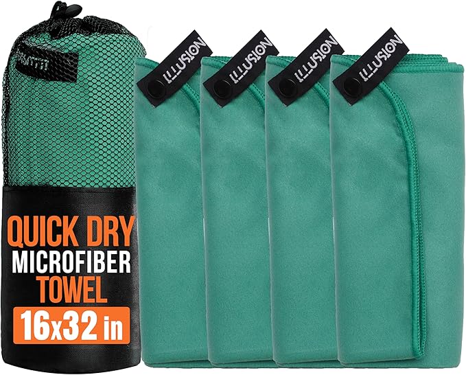 illusion Small Microfiber Gym Towels for Men and Women Active Sports (32" L x 16''W)-Lightweight Quick Dry Gym Towel for Sweat-Workout Towels Ideal for Yoga, Camping, Running, and Outdoor Activities