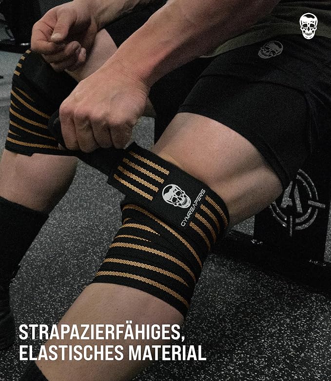 Gymreapers Knee Wraps for Squats and Powerlifting 72 Inch Compression Wraps with Strap for Men & Women Weightlifting Support