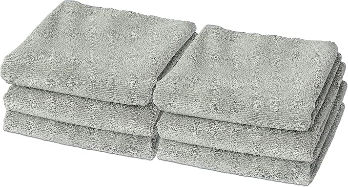 Eurow Microfiber Gym Towels, Super Absorbent & Quick Drying Sweat Towels for Fitness, Sports, Yoga, Workout, Sauna, Face & Equipment, Soft & Reusable,16x27 Inches, 6-Pack, Gray