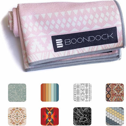 Boondock Co | Premium Microfiber Hand Towel | for Gym, Yoga, Travel, Workout, Backpacking, Beach — Highly Absorbent Quick Dry and Sand Free Fabric (Blush)