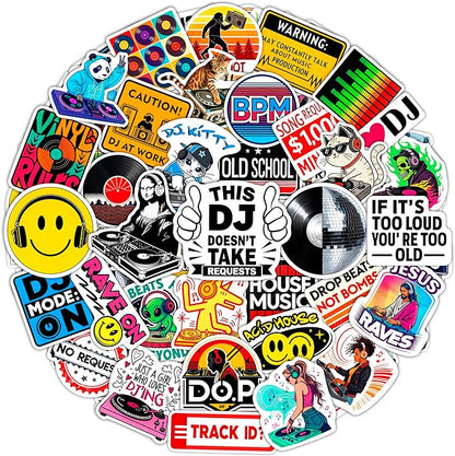 100Pcs DJ Stickers and Decals for Laptop, Water Bottle - DJ Gifts & Party Supplies - Rave, Music Stickers - Gift for Women & Men