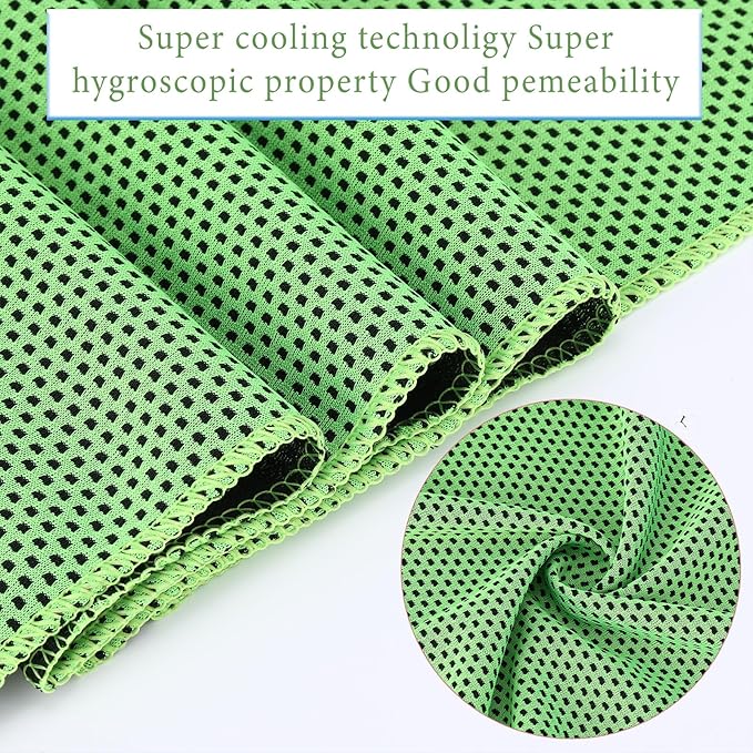 Honoson 10 Pack Cooling Towels Bulk - 47"x12" Soft Breathable Ice Towels for Neck & Face, Portable Chilly Rags Microfiber Sweat Rags for Yoga, Sports, Gym, Workout & Fitness(Green)