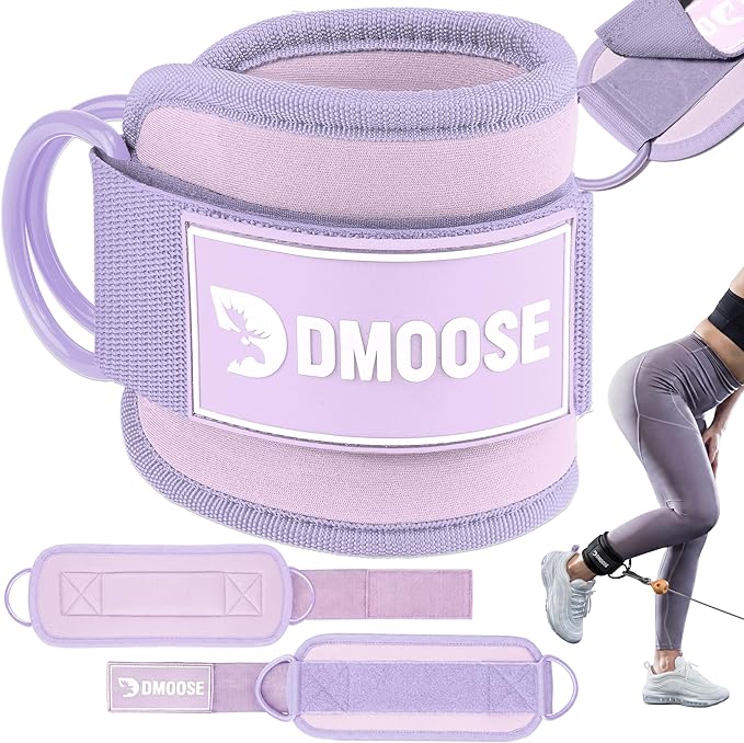 DMoose Fitness Ankle Strap for Cable Machine - One Size Fit with Premium Padding Cuffs, Ankle Bands for Working Out, Booty Workouts, Leg Extension, Hip Abductors, Kickbacks & Lower Body Exercises