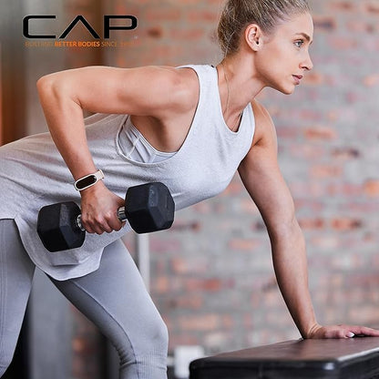 CAP Barbell 150 LB Coated Hex Dumbbell Weight Set with Vertical Rack | Multiple Options